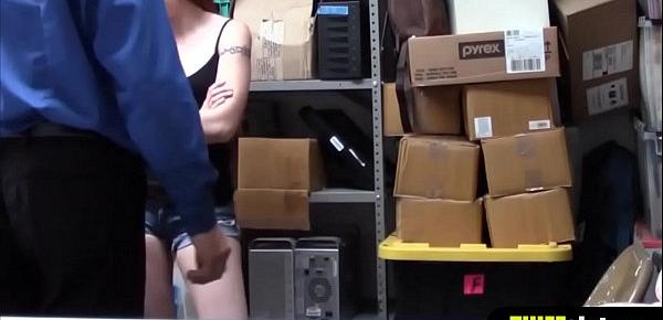  Red haired cute shoplifter rough fucked on the CCTV